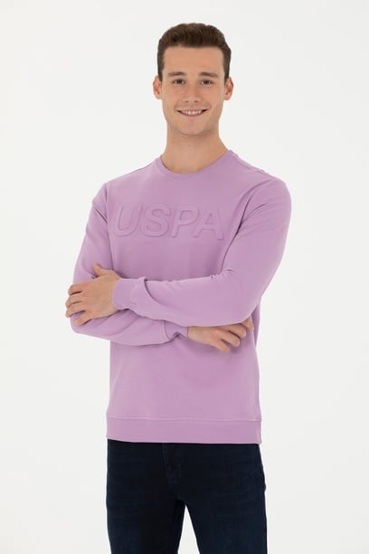 Erkek Lila Basic Sweatshirt