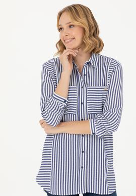 Kadın Lacivert Uzun Kollu Gömlek - 50271506002