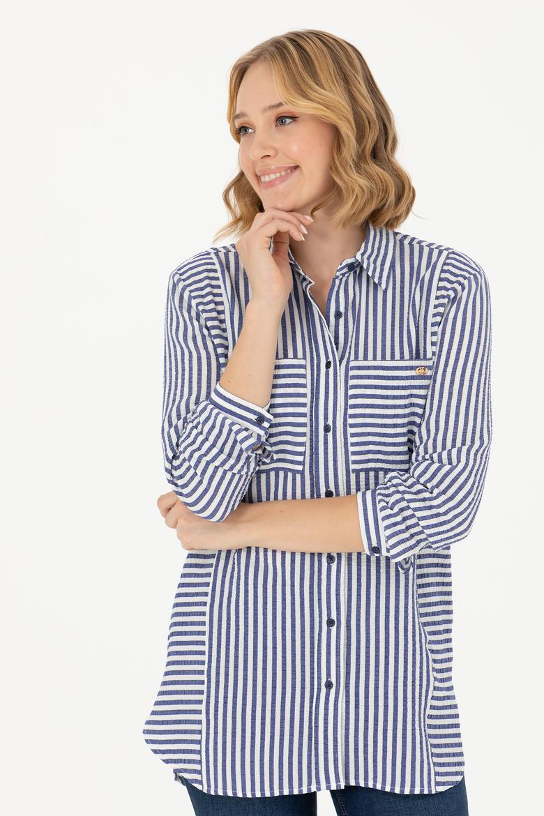 Kadın Lacivert Uzun Kollu Gömlek - 50271506002