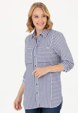 Kadın Lacivert Uzun Kollu Gömlek - 50271506002