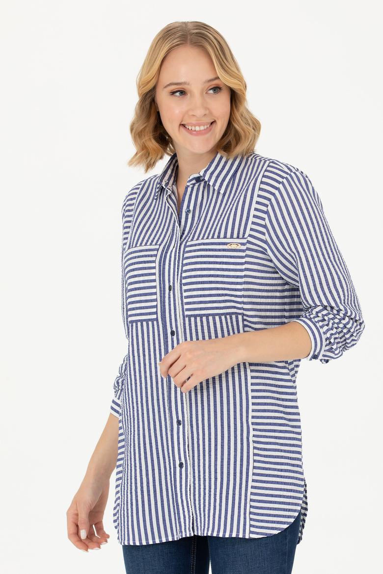 Kadın Lacivert Uzun Kollu Gömlek - 50271506002