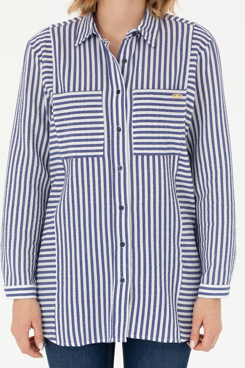 Kadın Lacivert Uzun Kollu Gömlek - 50271506002