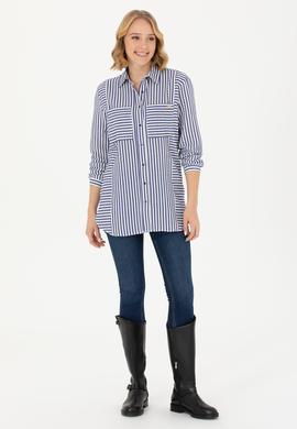 Kadın Lacivert Uzun Kollu Gömlek - 50271506002