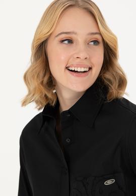 Kadın Siyah Uzun Kollu Gömlek - 50271446018