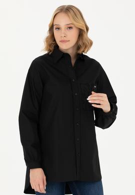 Kadın Siyah Uzun Kollu Gömlek - 50271446018