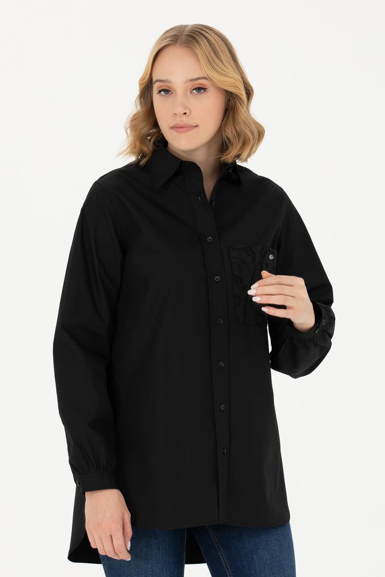 Kadın Siyah Uzun Kollu Gömlek - 50271446018