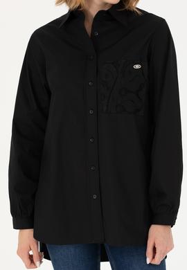 Kadın Siyah Uzun Kollu Gömlek - 50271446018