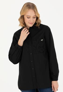 Kadın Siyah Uzun Kollu Gömlek - 50271446018