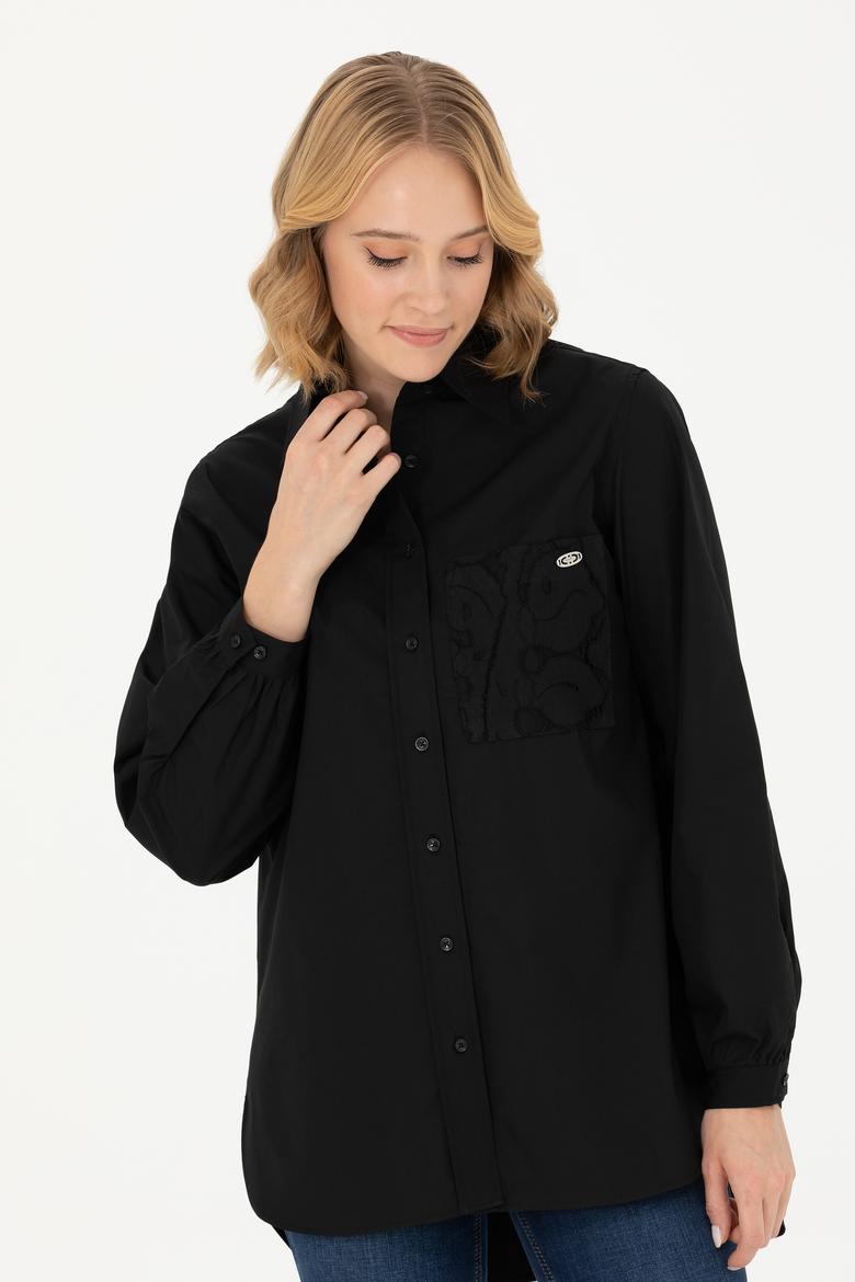 Kadın Siyah Uzun Kollu Gömlek - 50271446018