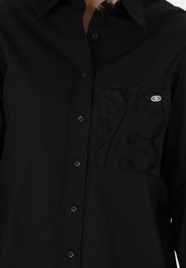 Kadın Siyah Uzun Kollu Gömlek - 50271446018