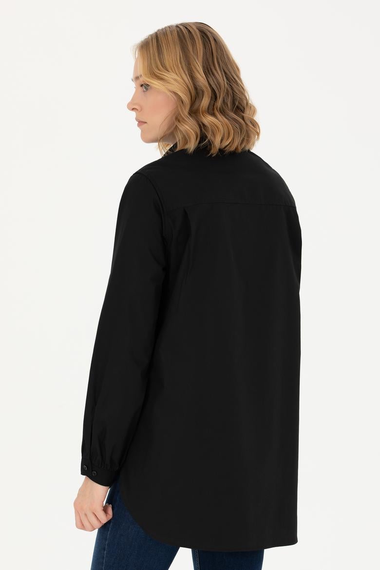 Kadın Siyah Uzun Kollu Gömlek - 50271446018