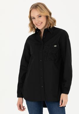 Kadın Siyah Uzun Kollu Gömlek - 50271446018