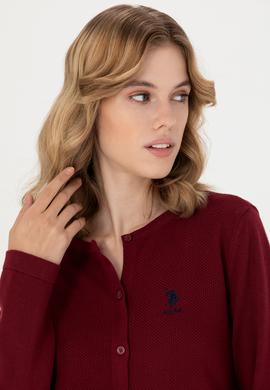 Kadın Bordo Basic Triko Hırka - 50276236016