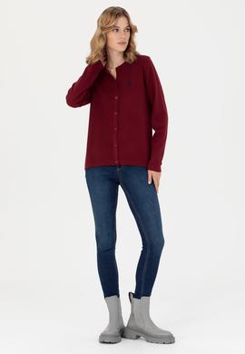 Kadın Bordo Basic Triko Hırka - 50276236016