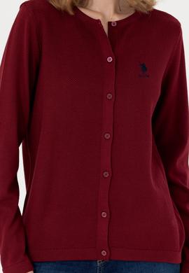 Kadın Bordo Basic Triko Hırka - 50276236016