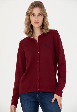 Kadın Bordo Basic Triko Hırka - 50276236016