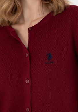 Kadın Bordo Basic Triko Hırka - 50276236016