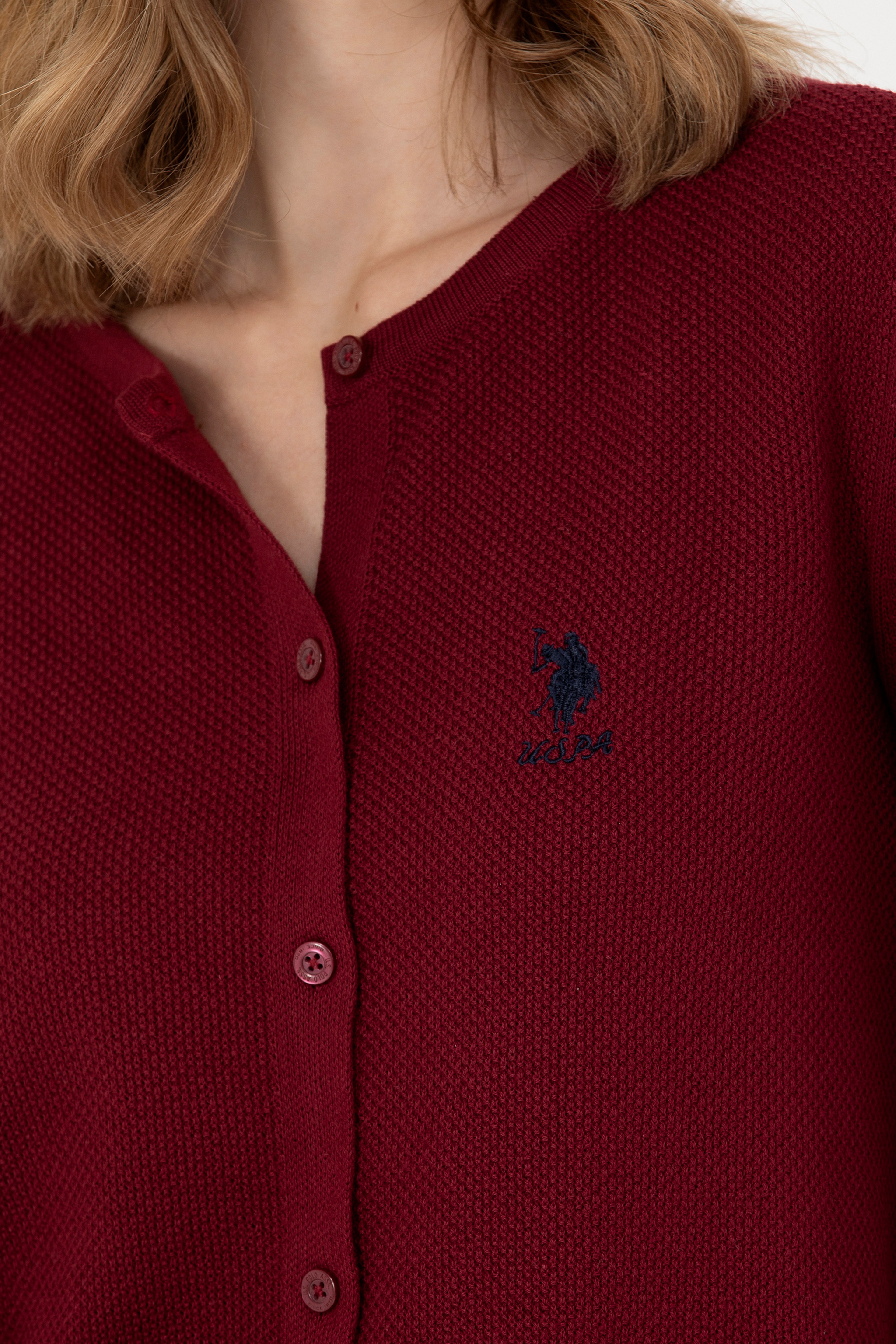 Kadın Bordo Basic Triko Hırka - Image 7