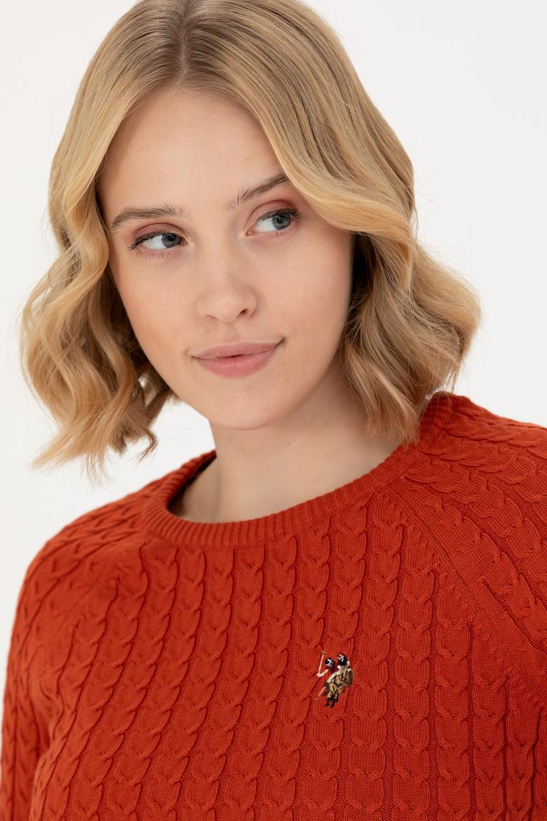 Kadın Kiremit Bisiklet Yaka Basic Kazak - 50269010051