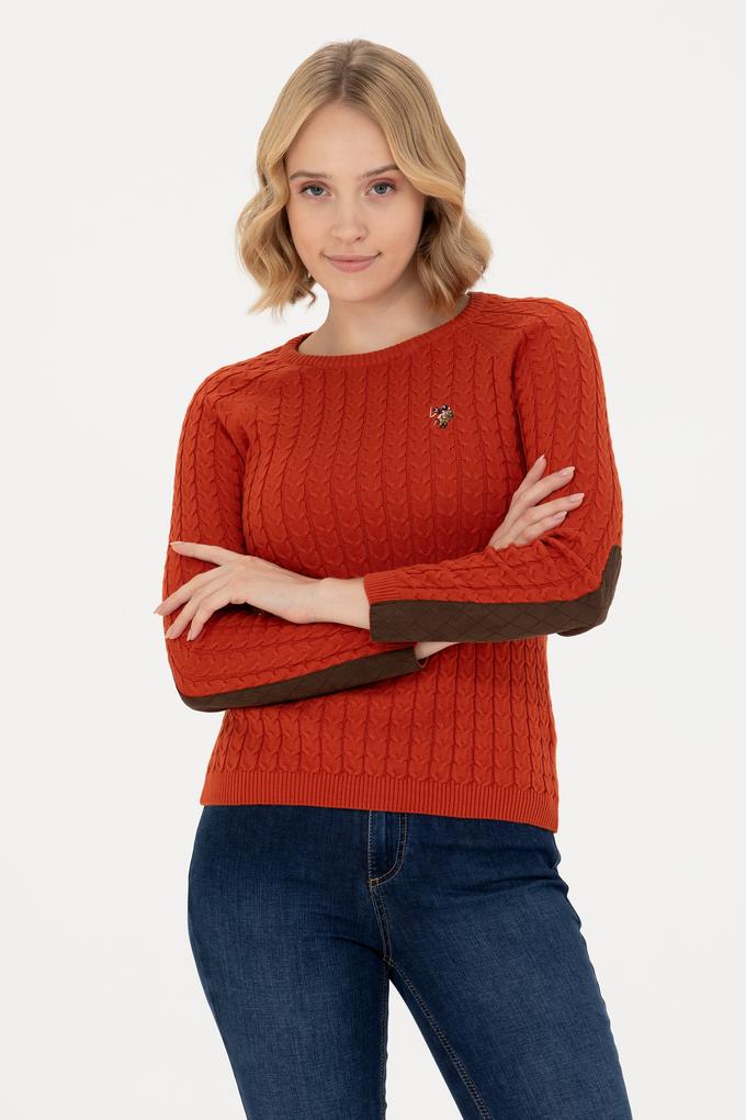 Kadın Kiremit Bisiklet Yaka Basic Kazak