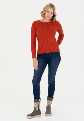 Kadın Kiremit Bisiklet Yaka Basic Kazak - 50269010051