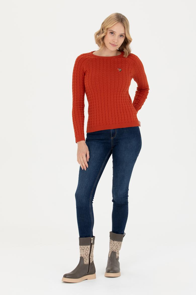 Kadın Kiremit Bisiklet Yaka Basic Kazak - 50269010051