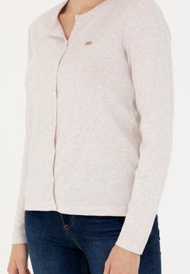 Kadın Taş Melanj Basic Triko Hırka - 50269011069