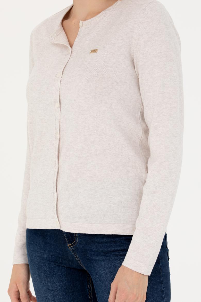 Kadın Taş Melanj Basic Triko Hırka - 50269011069