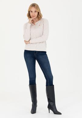 Kadın Taş Melanj Basic Triko Hırka - 50269011069