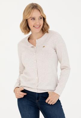 Kadın Taş Melanj Basic Triko Hırka - 50269011069