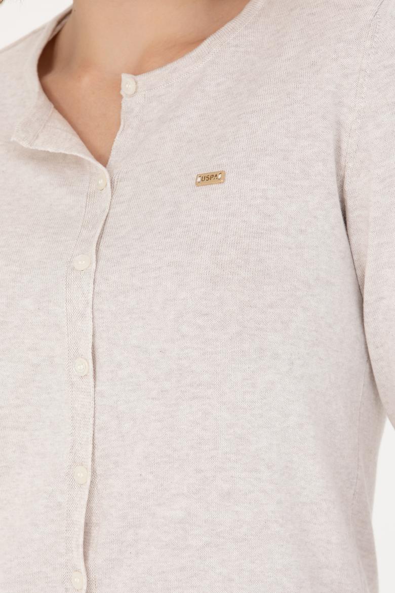 Kadın Taş Melanj Basic Triko Hırka - 50269011069