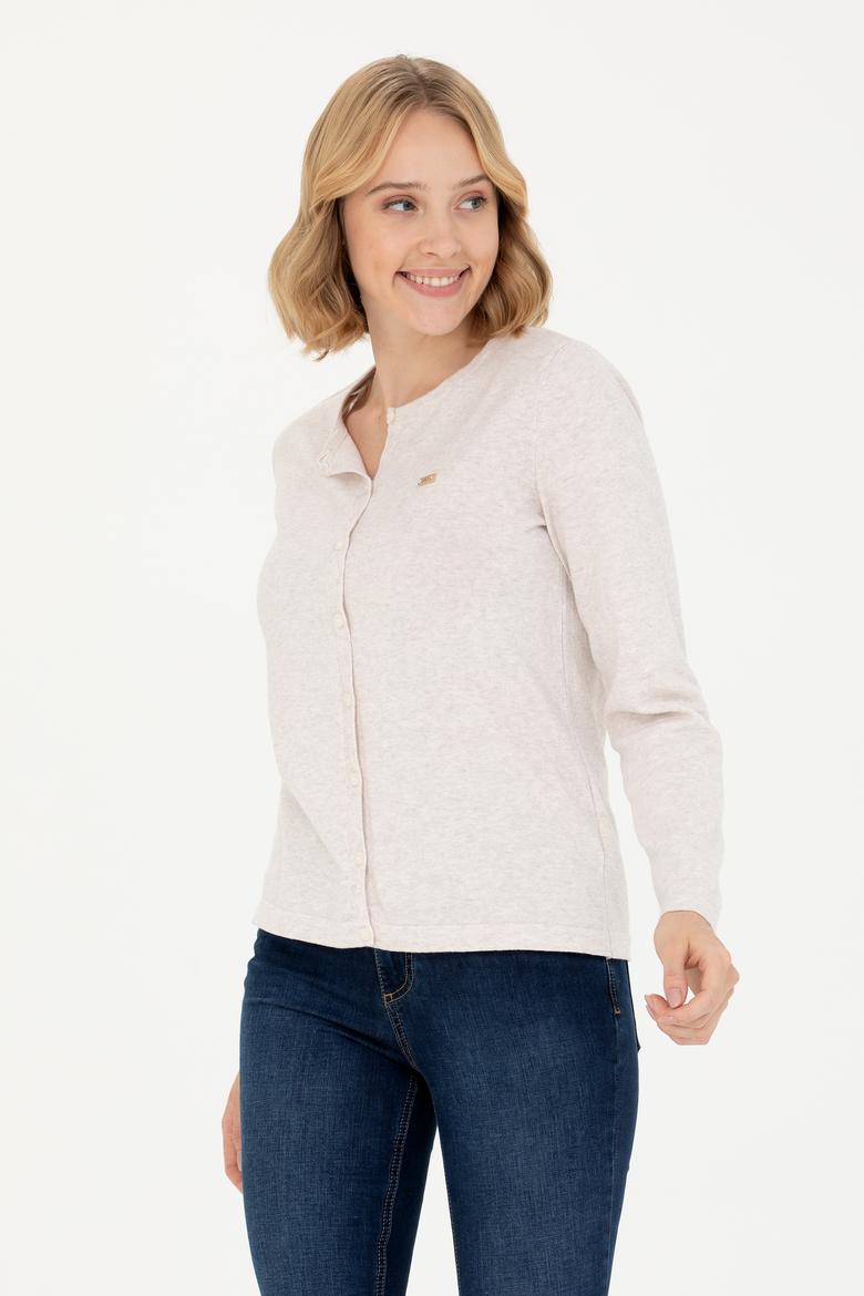 Kadın Taş Melanj Basic Triko Hırka - 50269011069