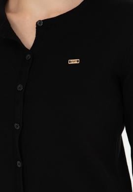 Kadın Siyah Basic Triko Hırka - 50269011008