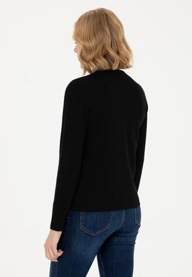 Kadın Siyah Basic Triko Hırka - 50269011008