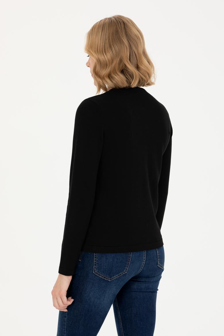 Kadın Siyah Basic Triko Hırka - 50269011008