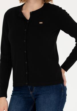 Kadın Siyah Basic Triko Hırka - 50269011008