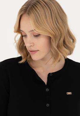 Kadın Siyah Basic Triko Hırka - 50269011008