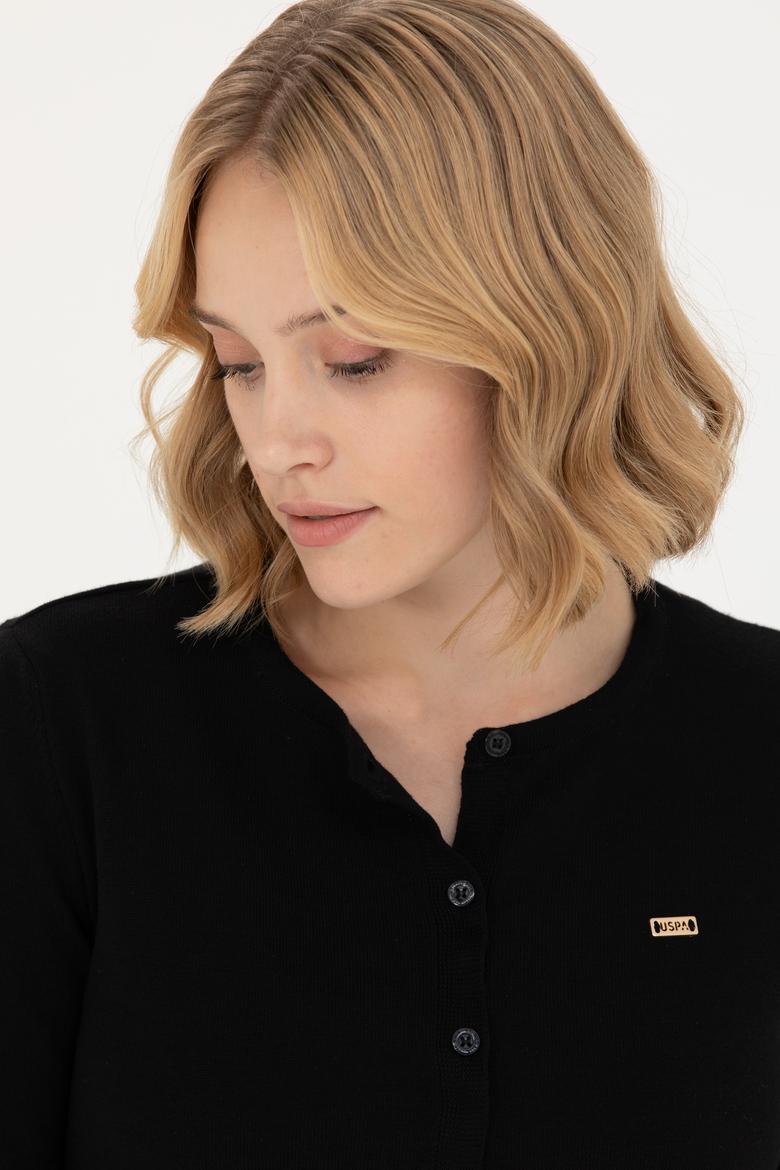 Kadın Siyah Basic Triko Hırka - 50269011008