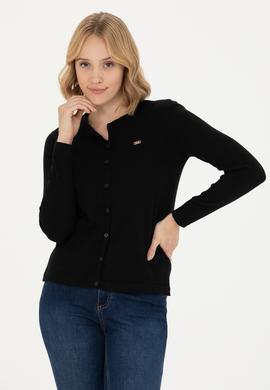 Kadın Siyah Basic Triko Hırka - 50269011008