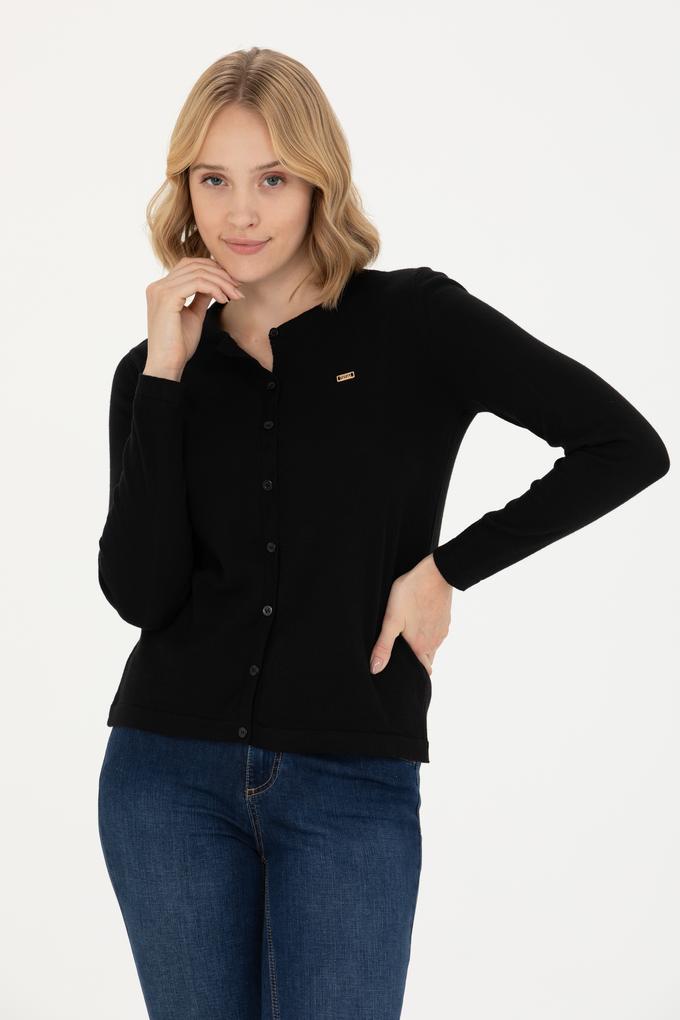 Kadın Siyah Basic Triko Hırka