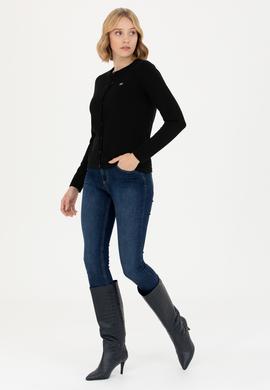 Kadın Siyah Basic Triko Hırka - 50269011008