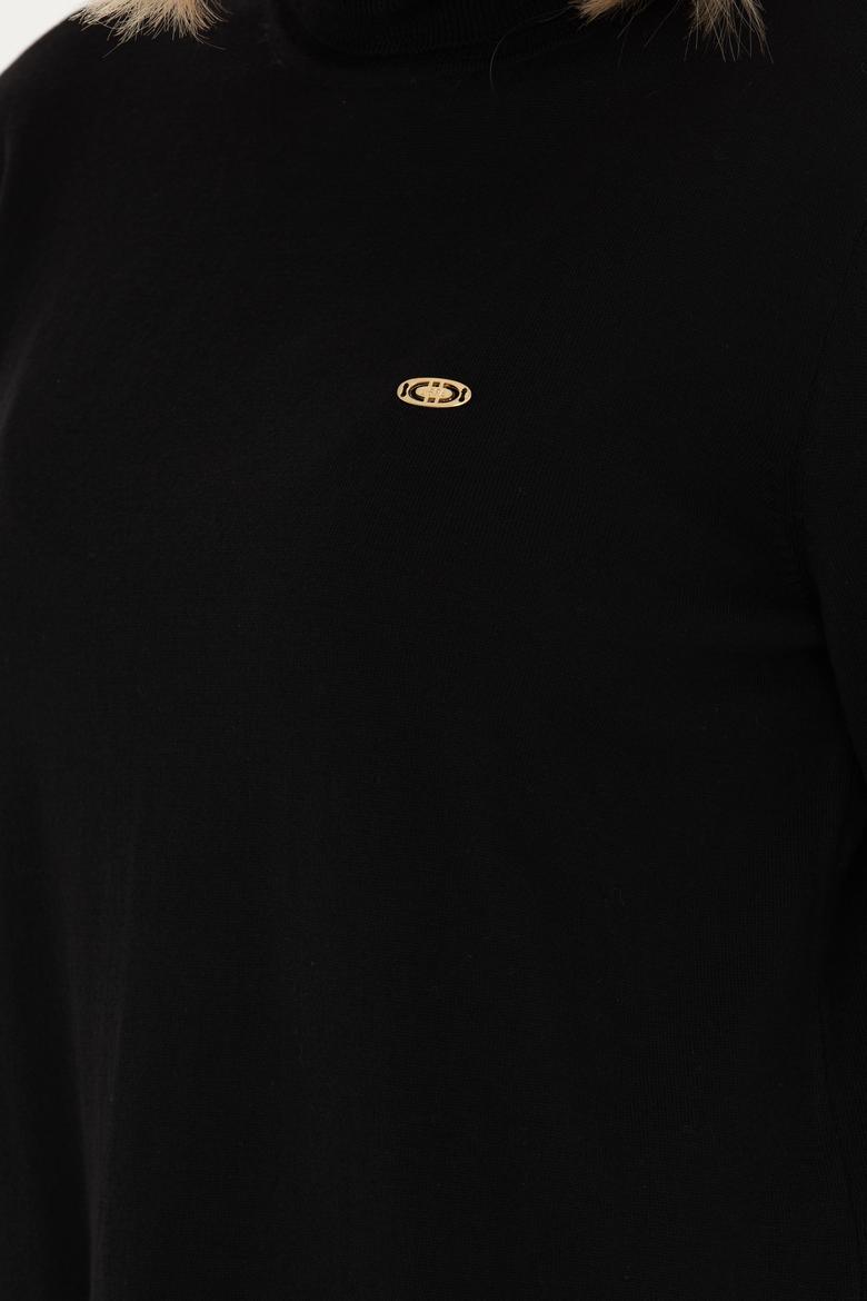 Kadın Siyah Balıkçı Yaka Basic Kazak - 50269012005