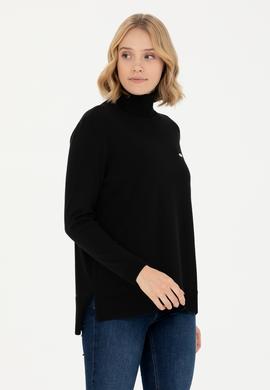 Kadın Siyah Balıkçı Yaka Basic Kazak - 50269012005