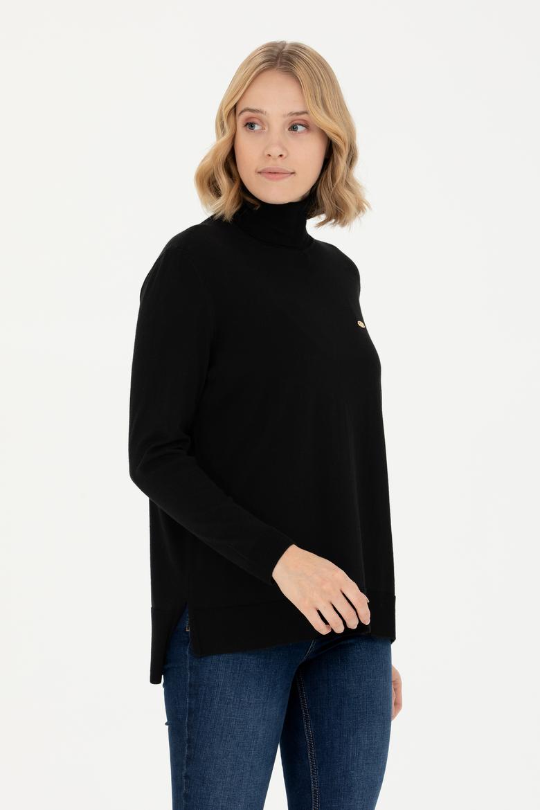 Kadın Siyah Balıkçı Yaka Basic Kazak - 50269012005