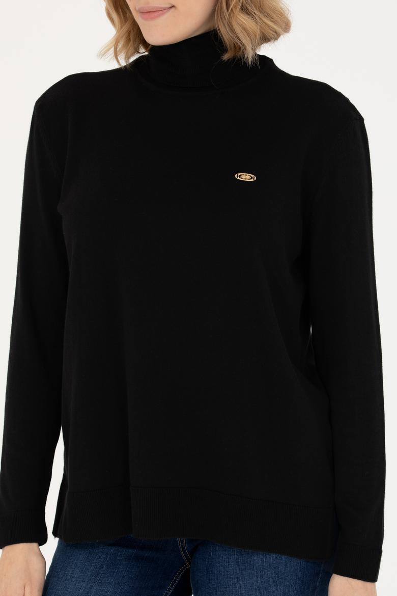 Kadın Siyah Balıkçı Yaka Basic Kazak - 50269012005