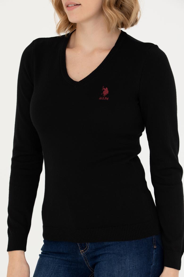 Kadın Siyah Basic V Yaka Kazak - 50269014012