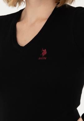 Kadın Siyah Basic V Yaka Kazak - 50269014012