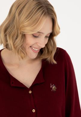 Kadın Bordo Basic Triko Hırka - 50269008043