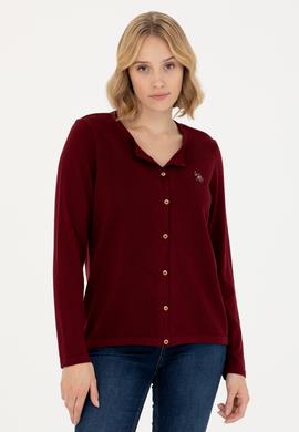 Kadın Bordo Basic Triko Hırka - 50269008043