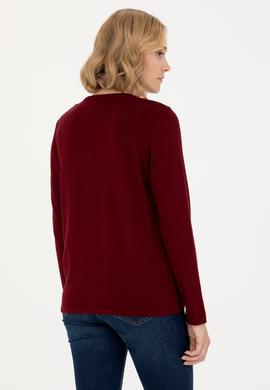 Kadın Bordo Basic Triko Hırka - 50269008043